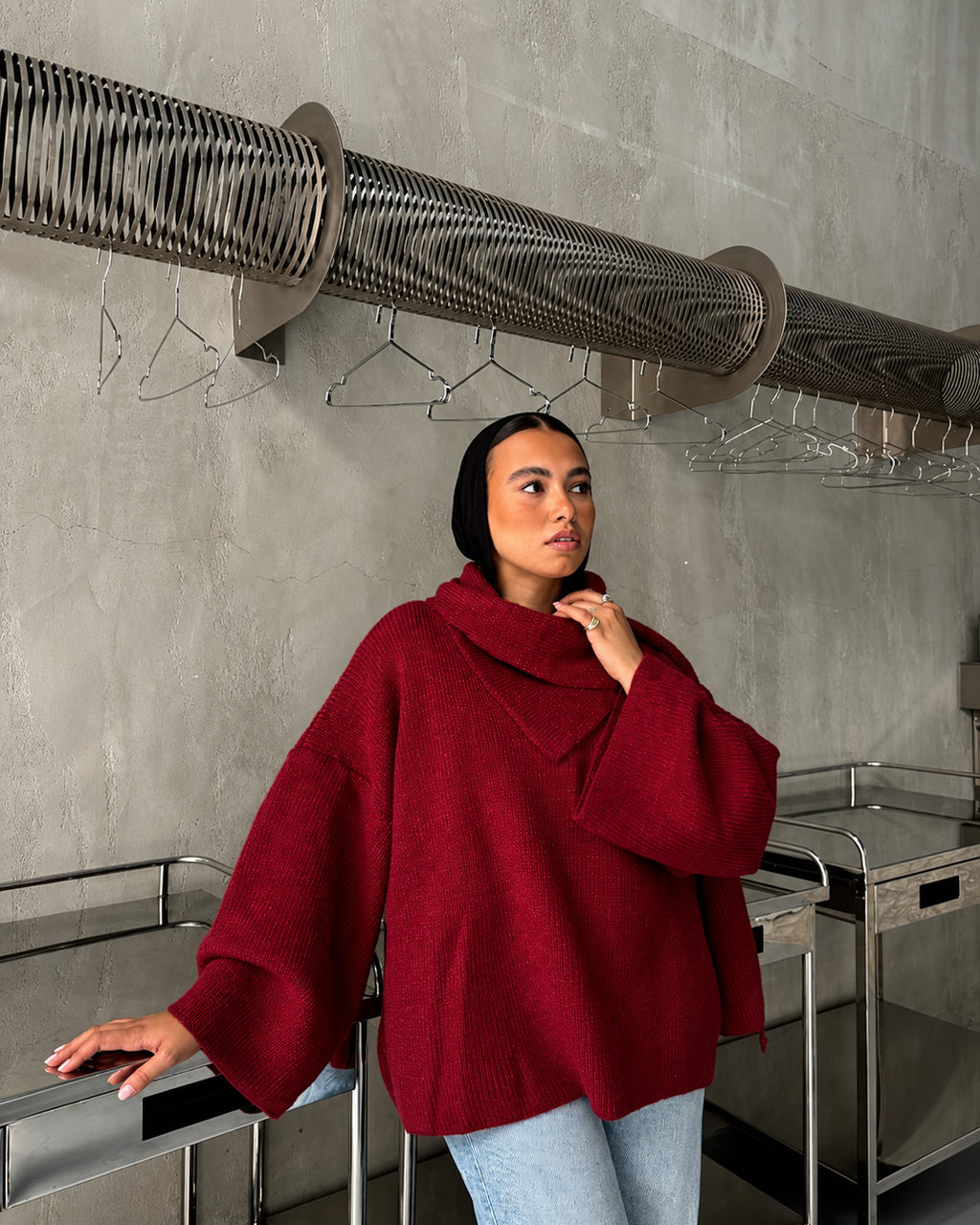 Oversized Cowl-Neck Sweater