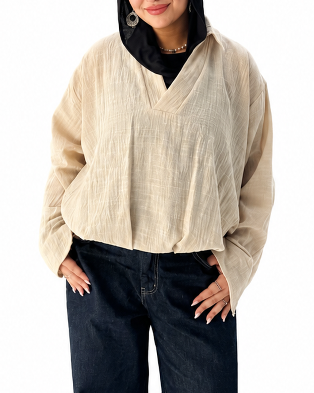 V-Neck Linen Blouse