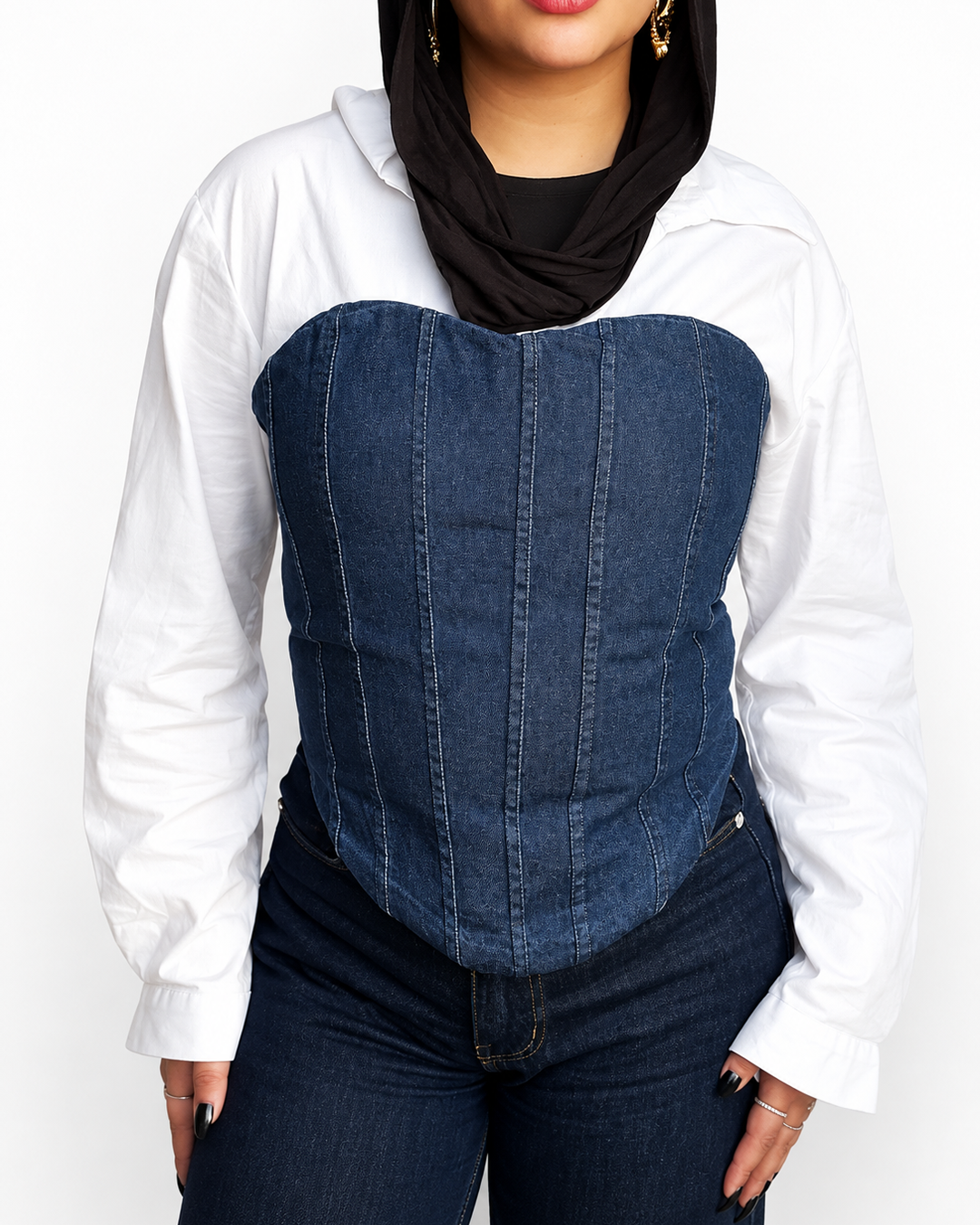 Denim corsage