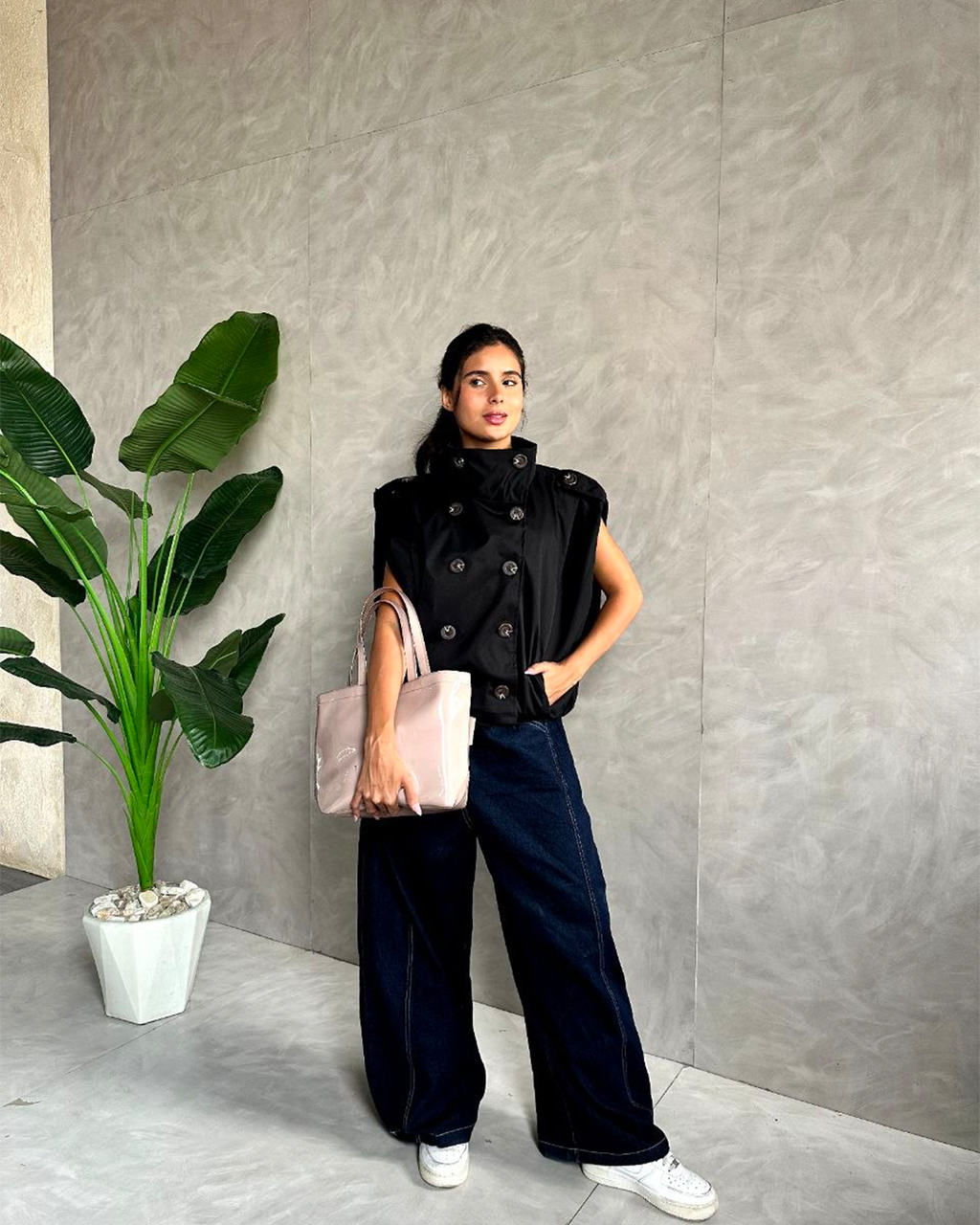 Double-Breasted High-Collar Vest
