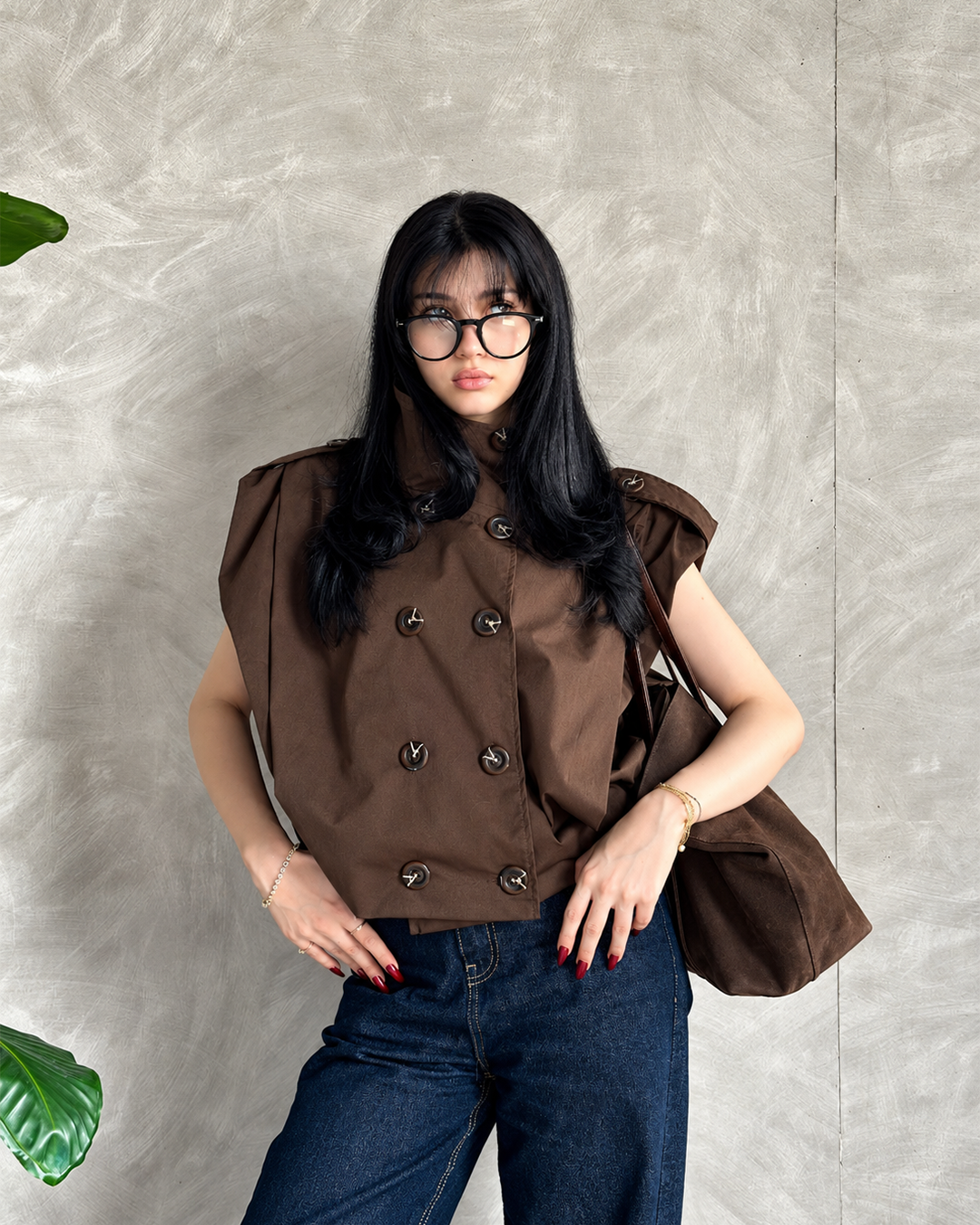 Double-Breasted High-Collar Vest