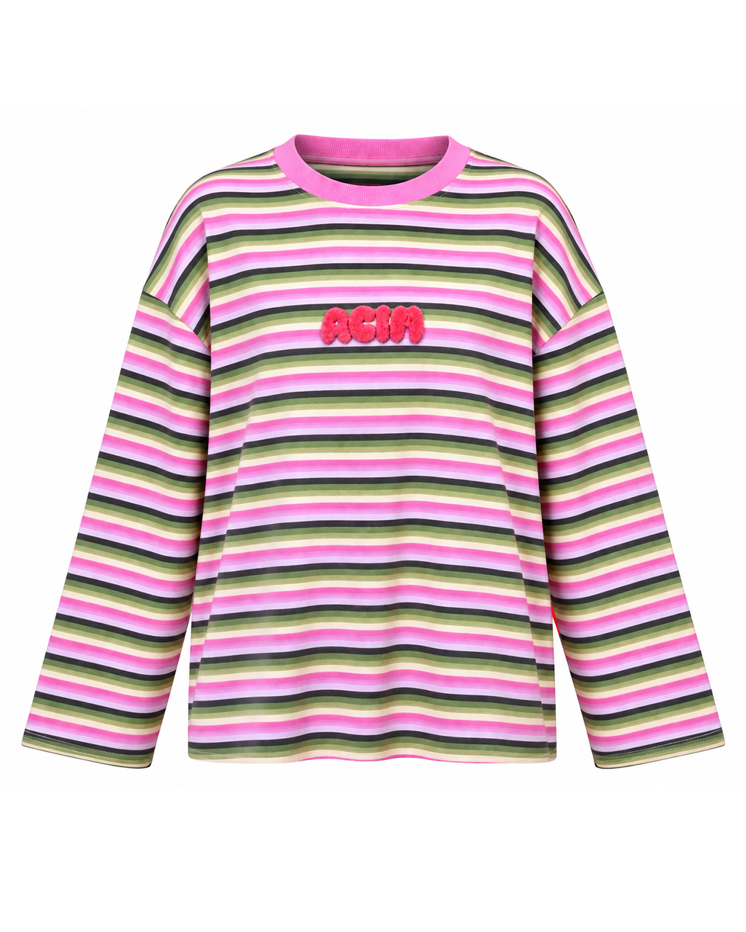 Multicolor Striped Cotton Appliqué Tee