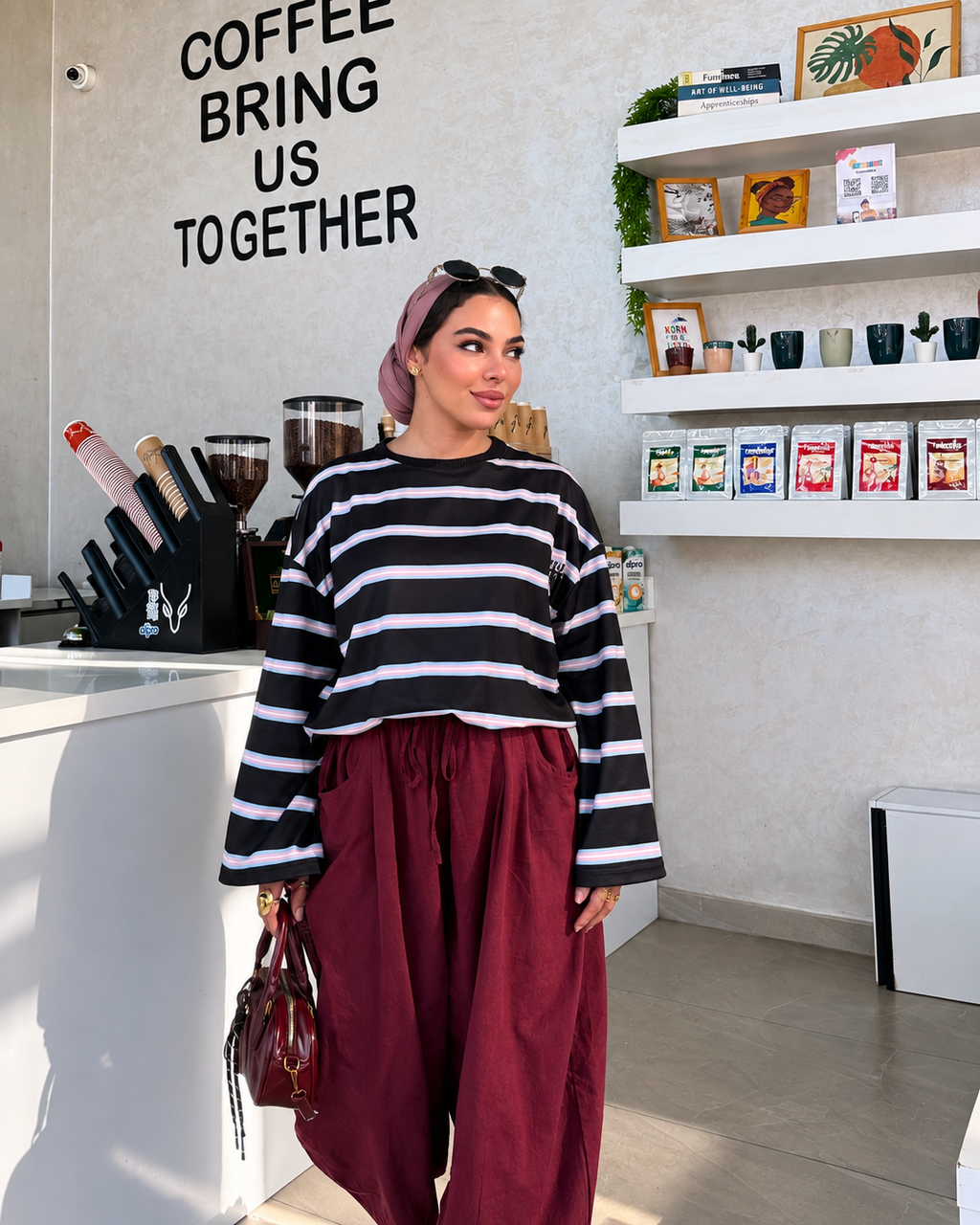 “Just a Moment” Striped Cotton Tee