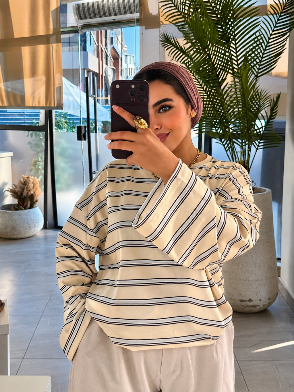 Relaxed Striped Long-Sleeve Tee
