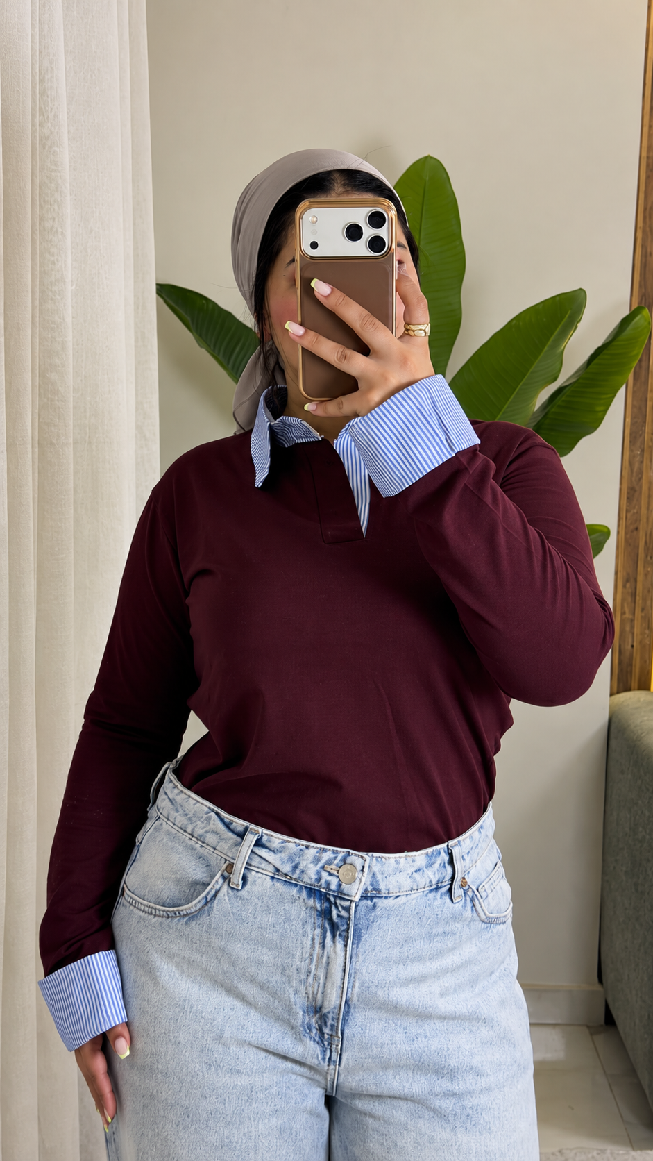 Striped Collar & Cuff Cotton Tee