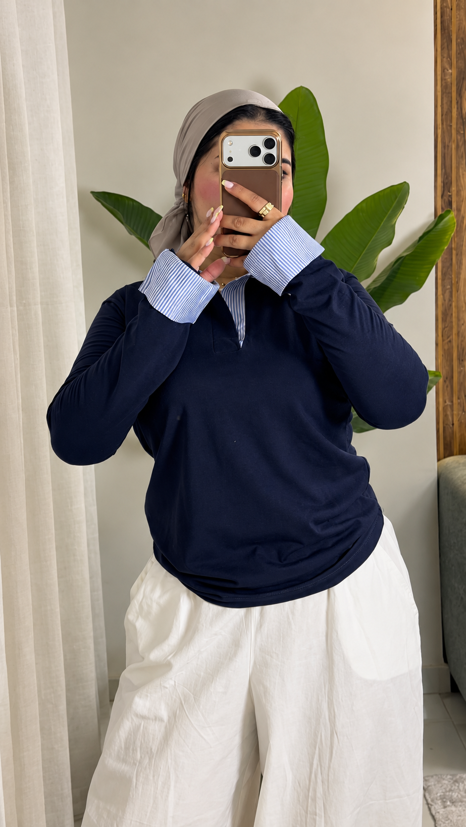 Striped Collar & Cuff Cotton Tee