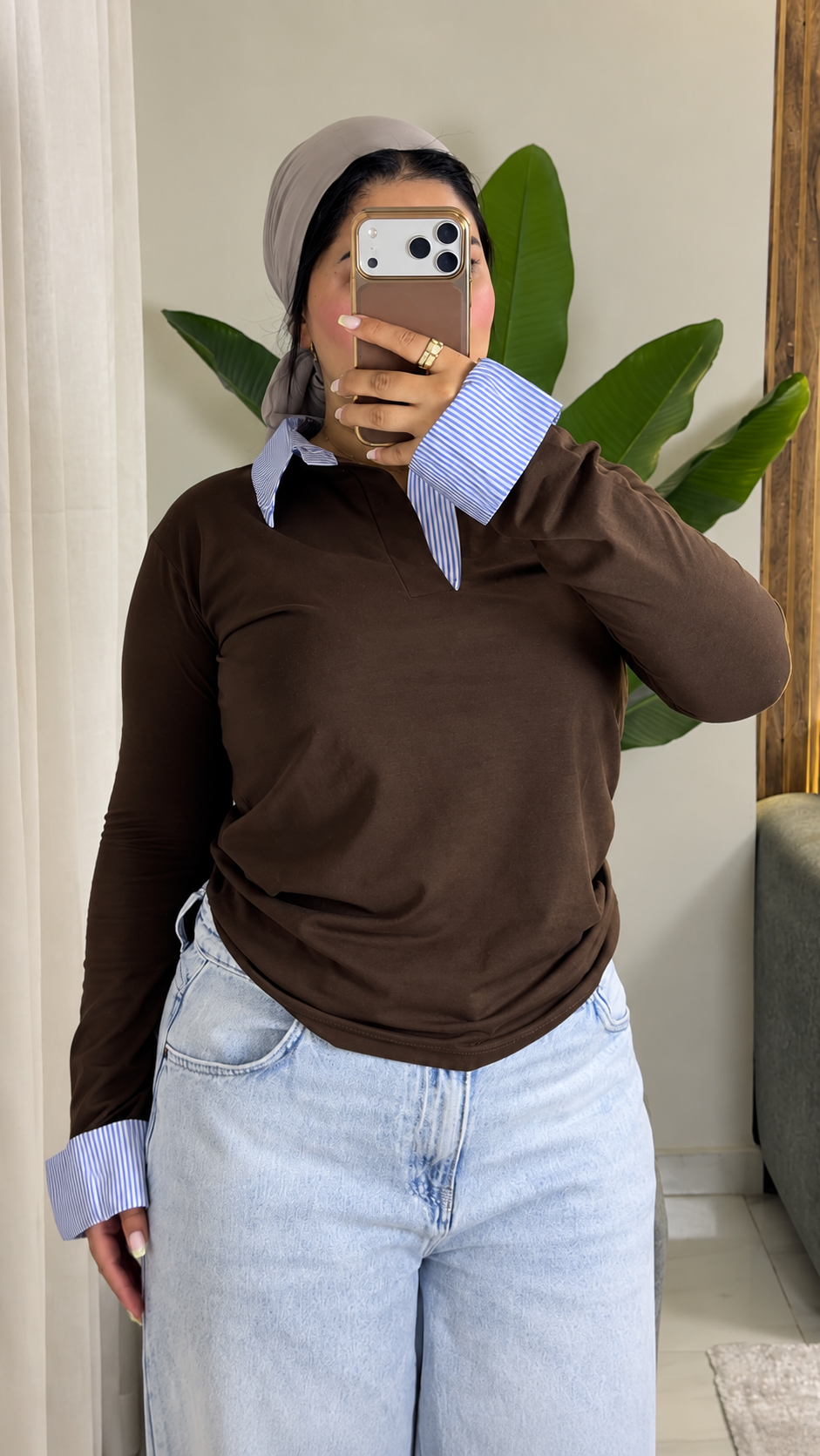 Striped Collar & Cuff Cotton Tee