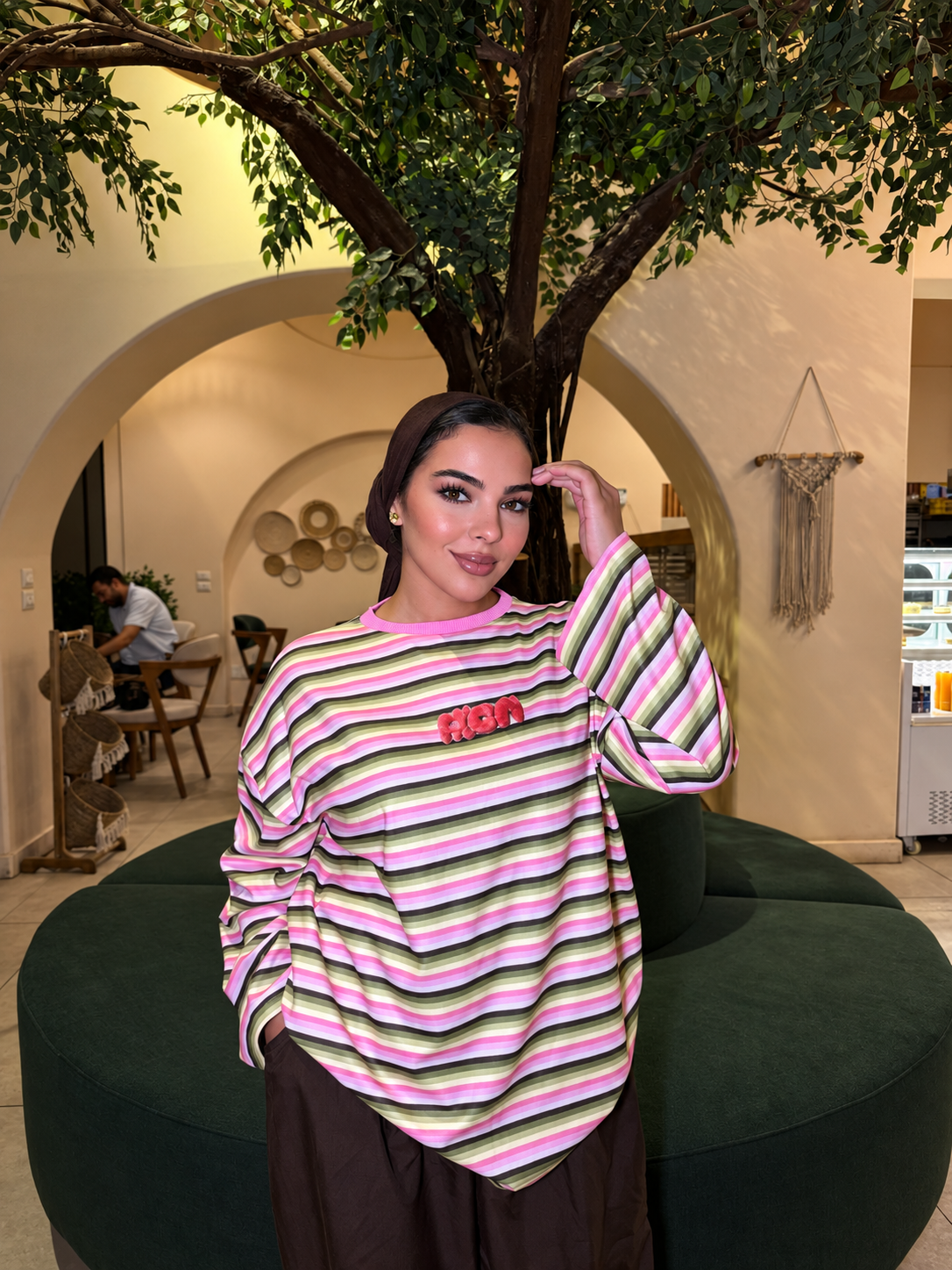 Multicolor Striped Cotton Appliqué Tee