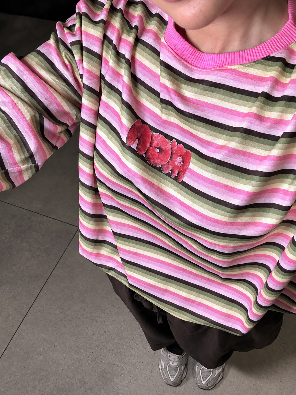 Multicolor Striped Cotton Appliqué Tee
