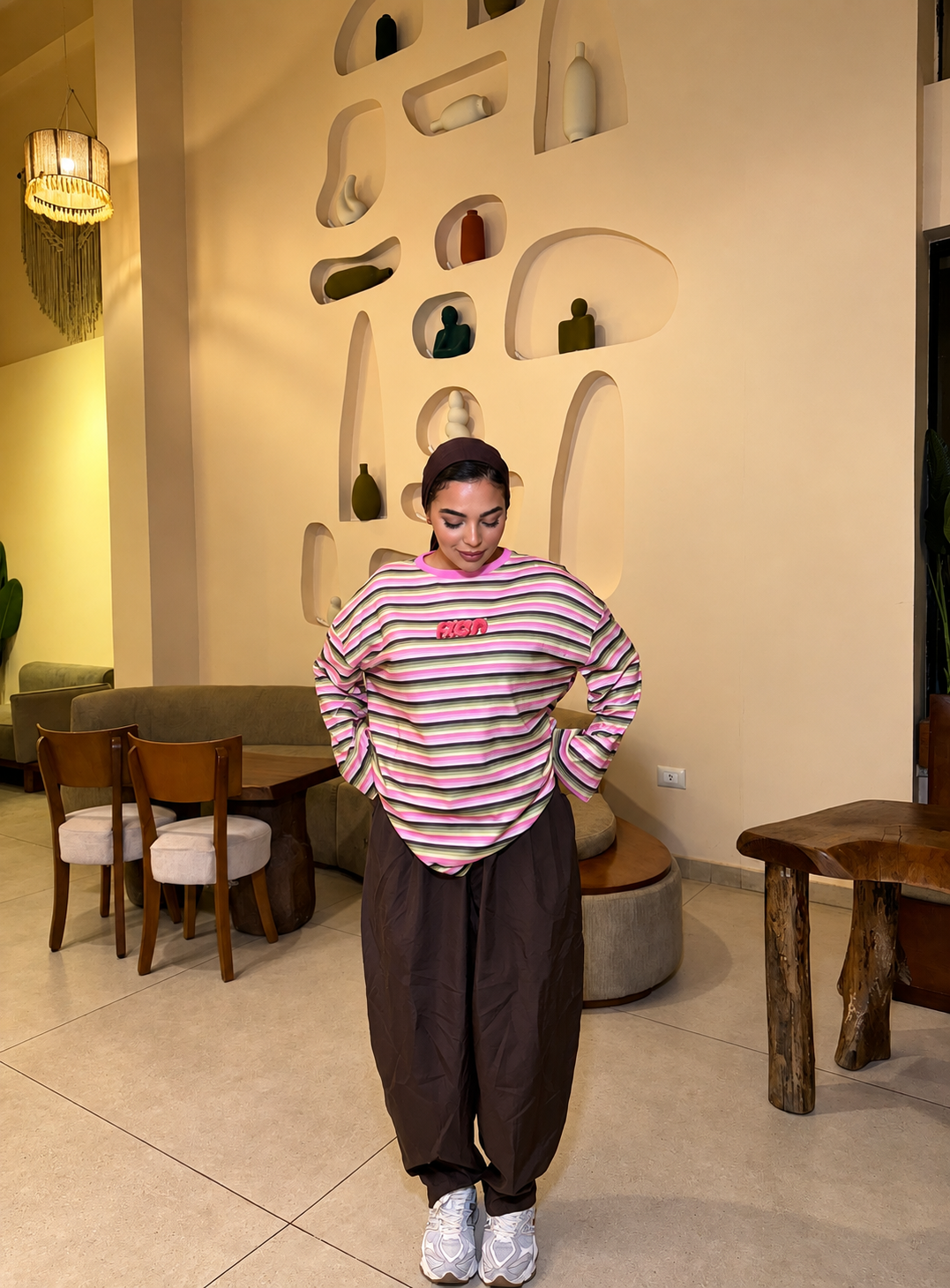 Multicolor Striped Cotton Appliqué Tee