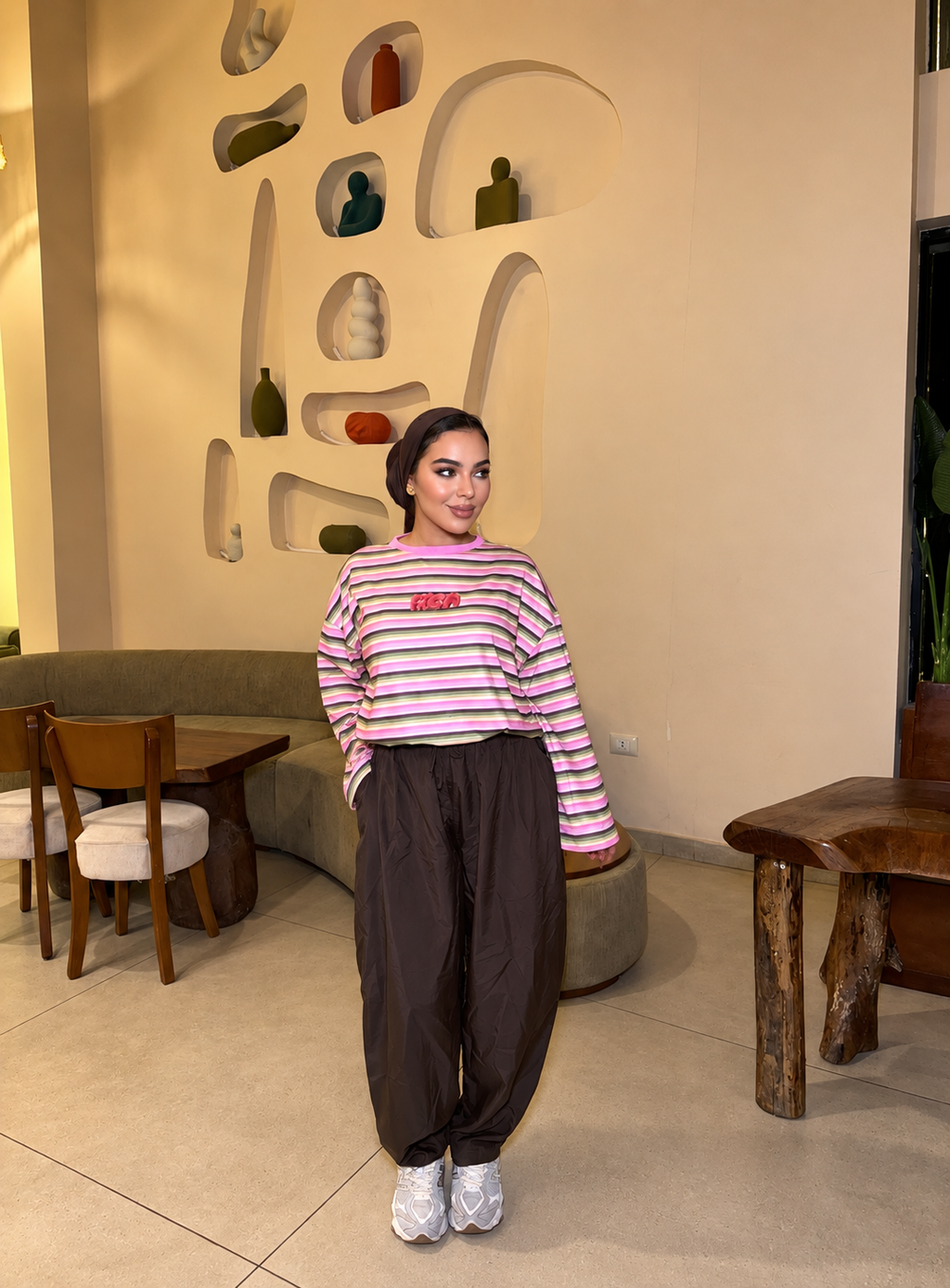 Multicolor Striped Cotton Appliqué Tee