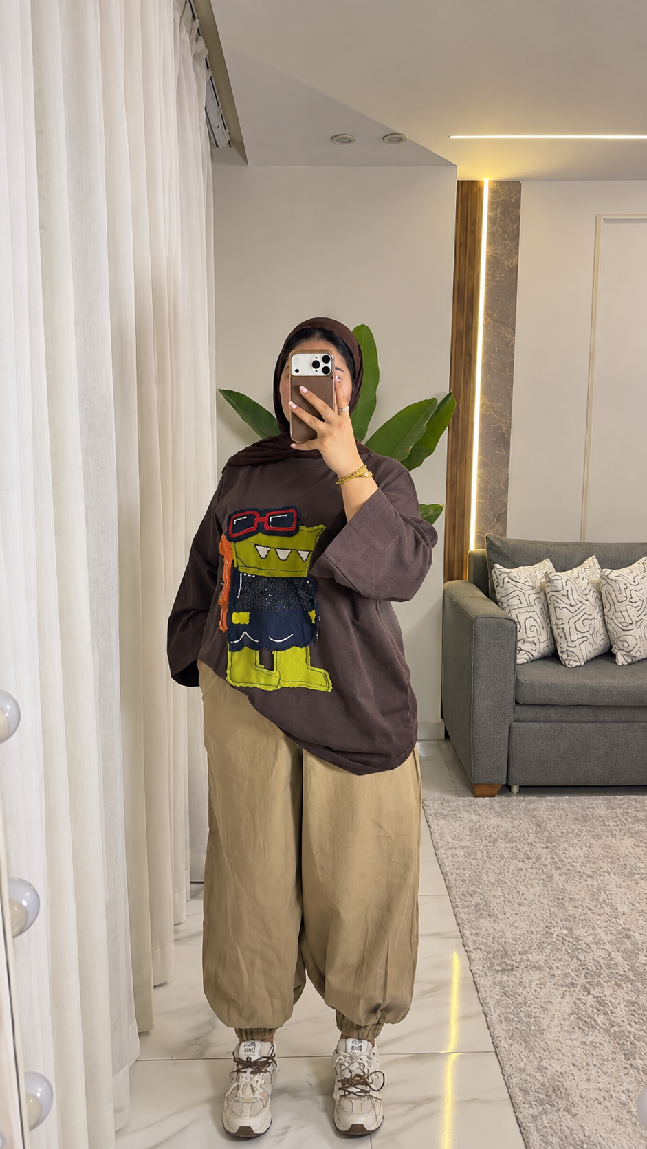 Oversized Monster Appliqué Cotton Tee
