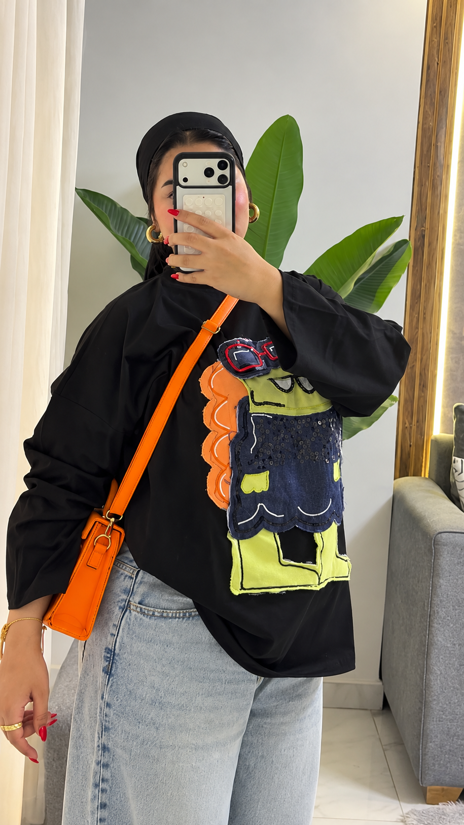 Oversized Monster Appliqué Cotton Tee