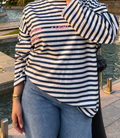 Oversized Striped Cotton Graphic Tee