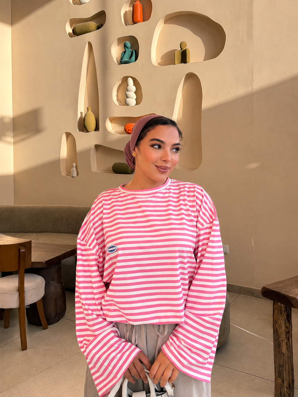 Oversized Striped Longline Cotton Tee
