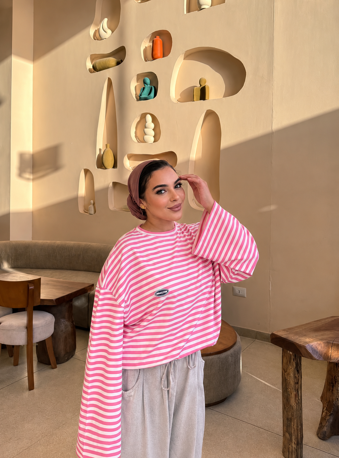 Oversized Striped Longline Cotton Tee