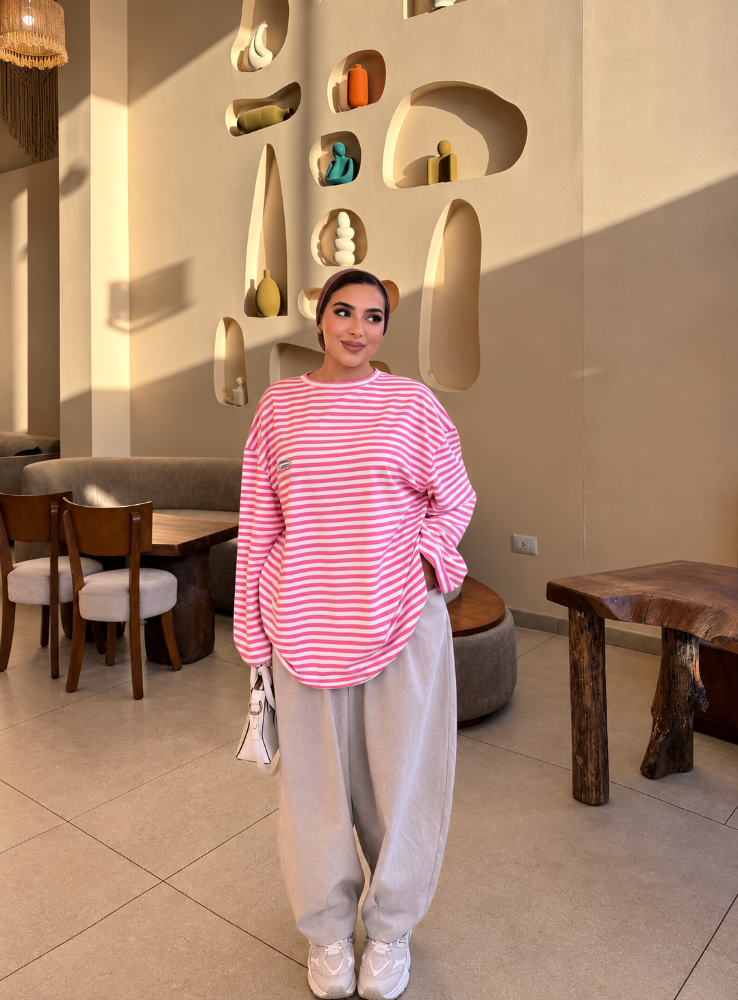 Oversized Striped Longline Cotton Tee