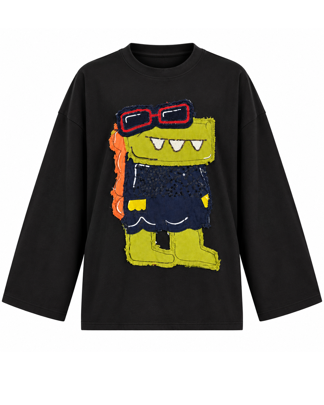 Oversized Monster Appliqué Cotton Tee