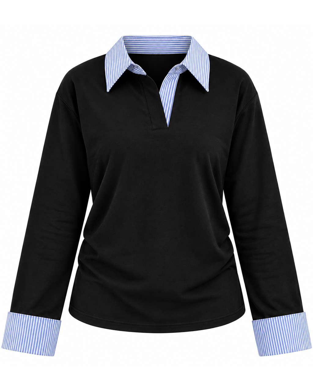 Striped Collar & Cuff Cotton Tee