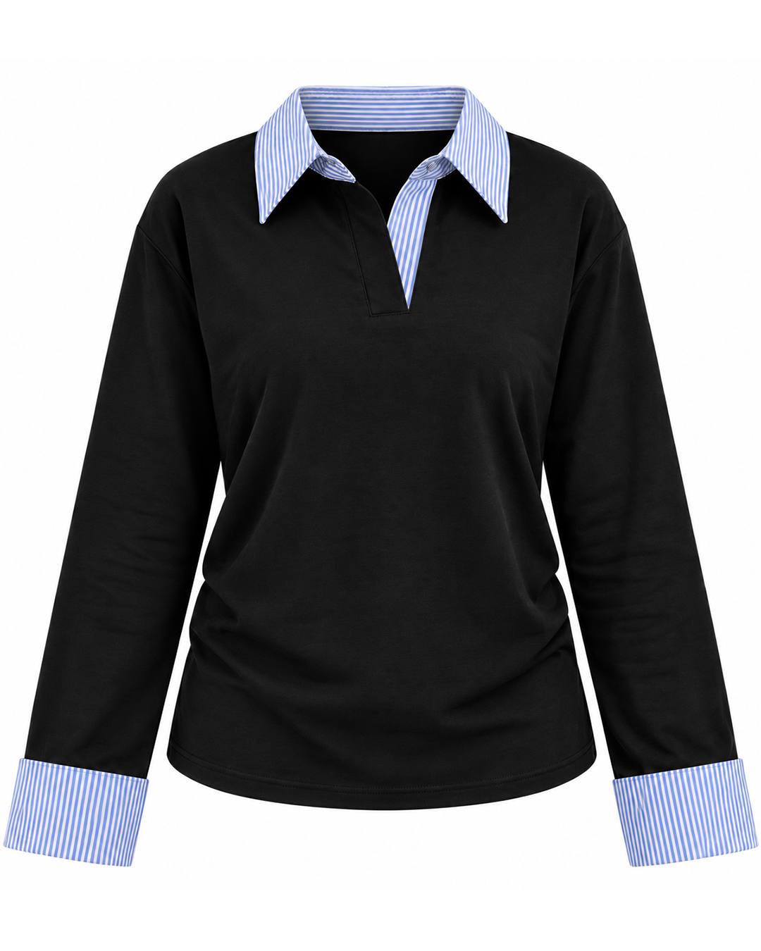 Striped Collar & Cuff Cotton Tee