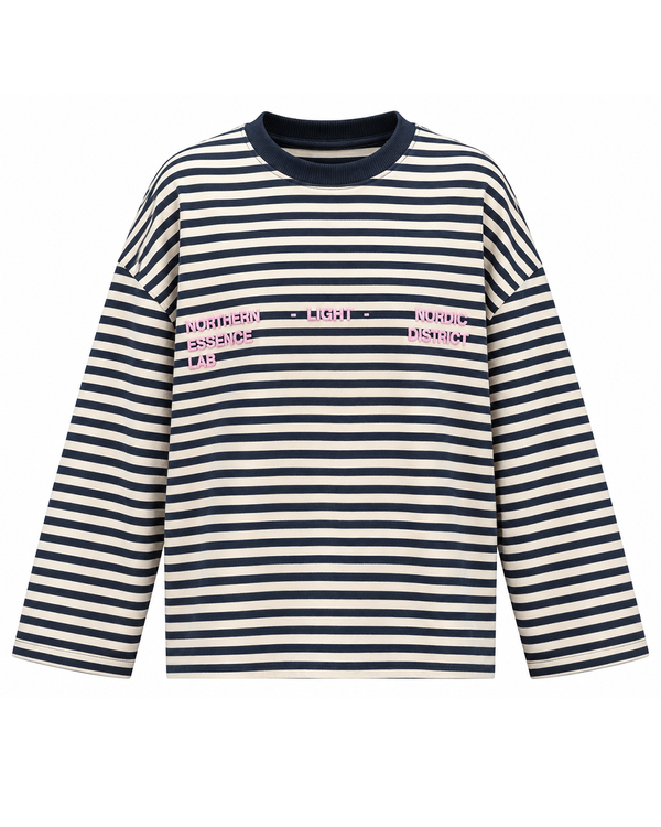 Oversized Striped Cotton Graphic Tee