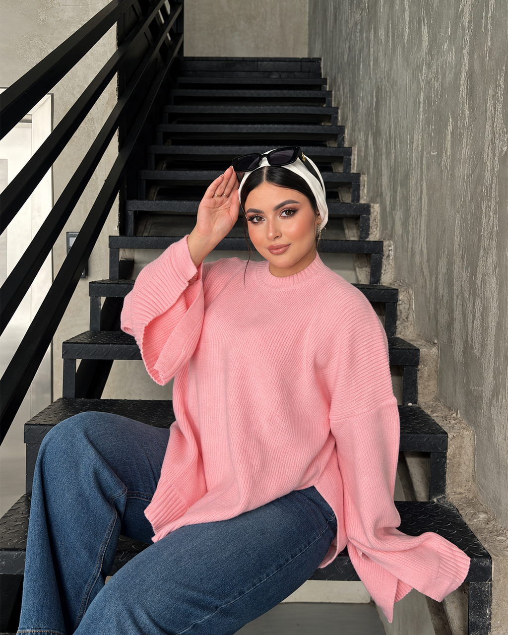 Oversized Ribbed Knit Bell Sleeve Sweater