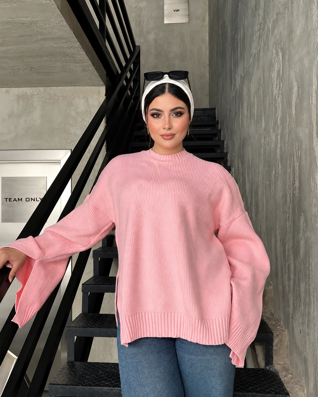 Oversized Ribbed Knit Bell Sleeve Sweater