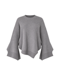Oversized Ribbed Knit Bell Sleeve Sweater