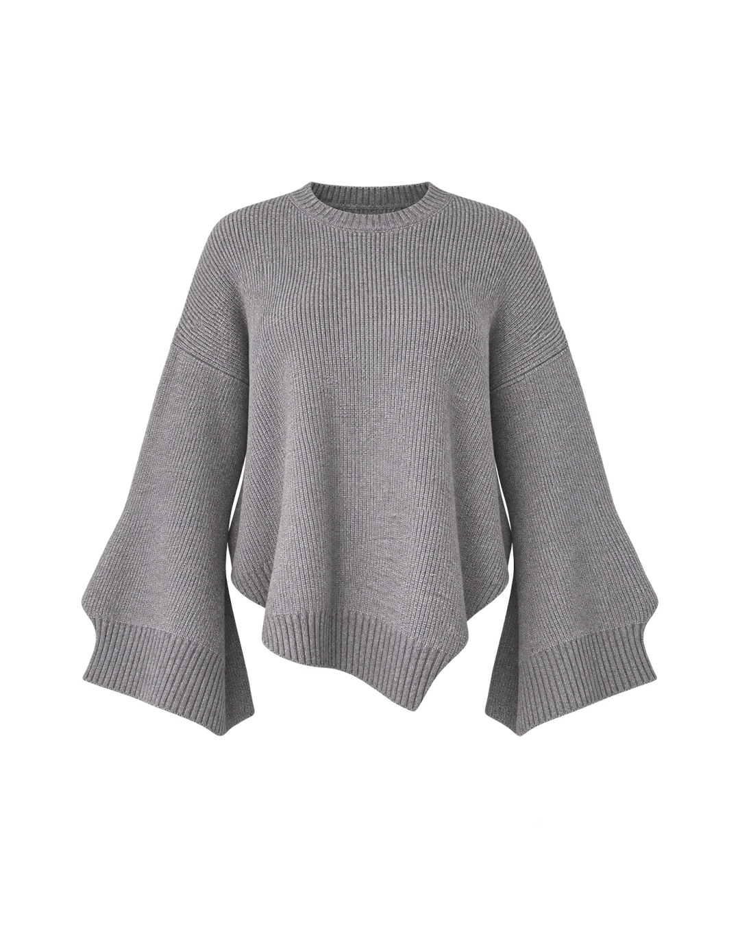 Oversized Ribbed Knit Bell Sleeve Sweater