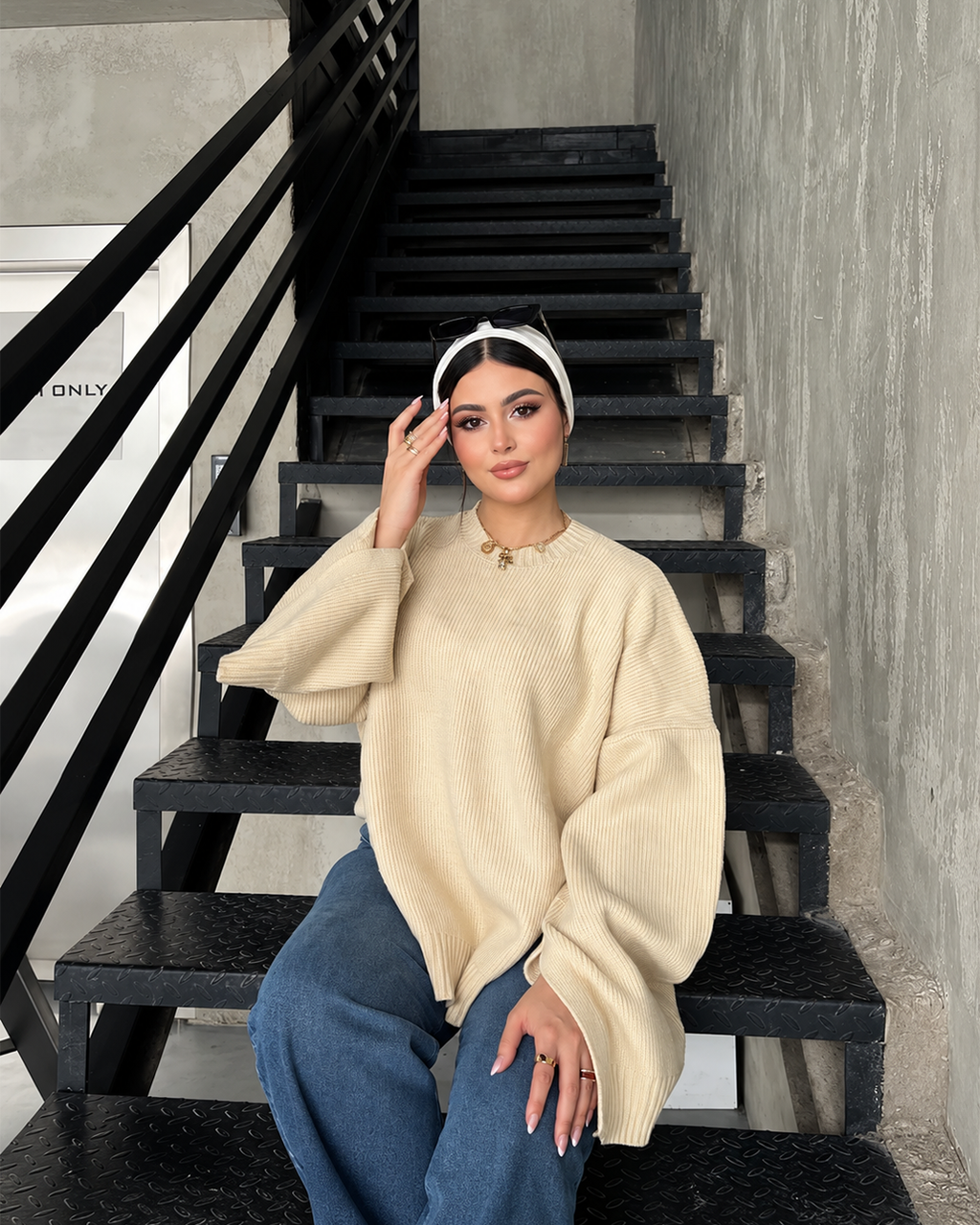 Oversized Ribbed Knit Bell Sleeve Sweater