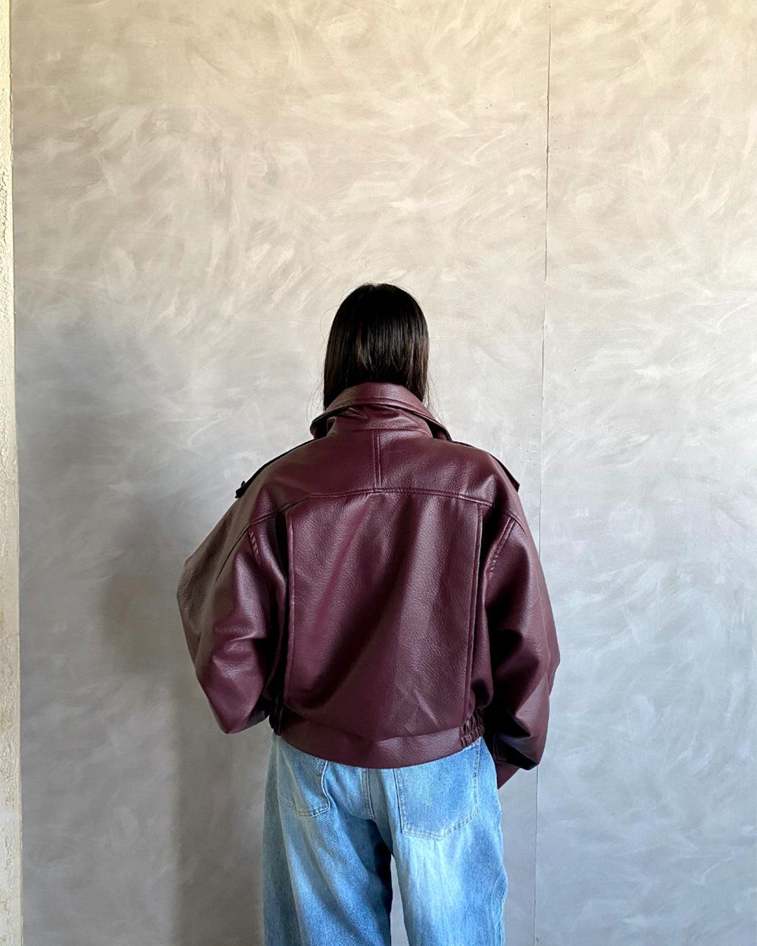 Oversized Belted Biker Jacke