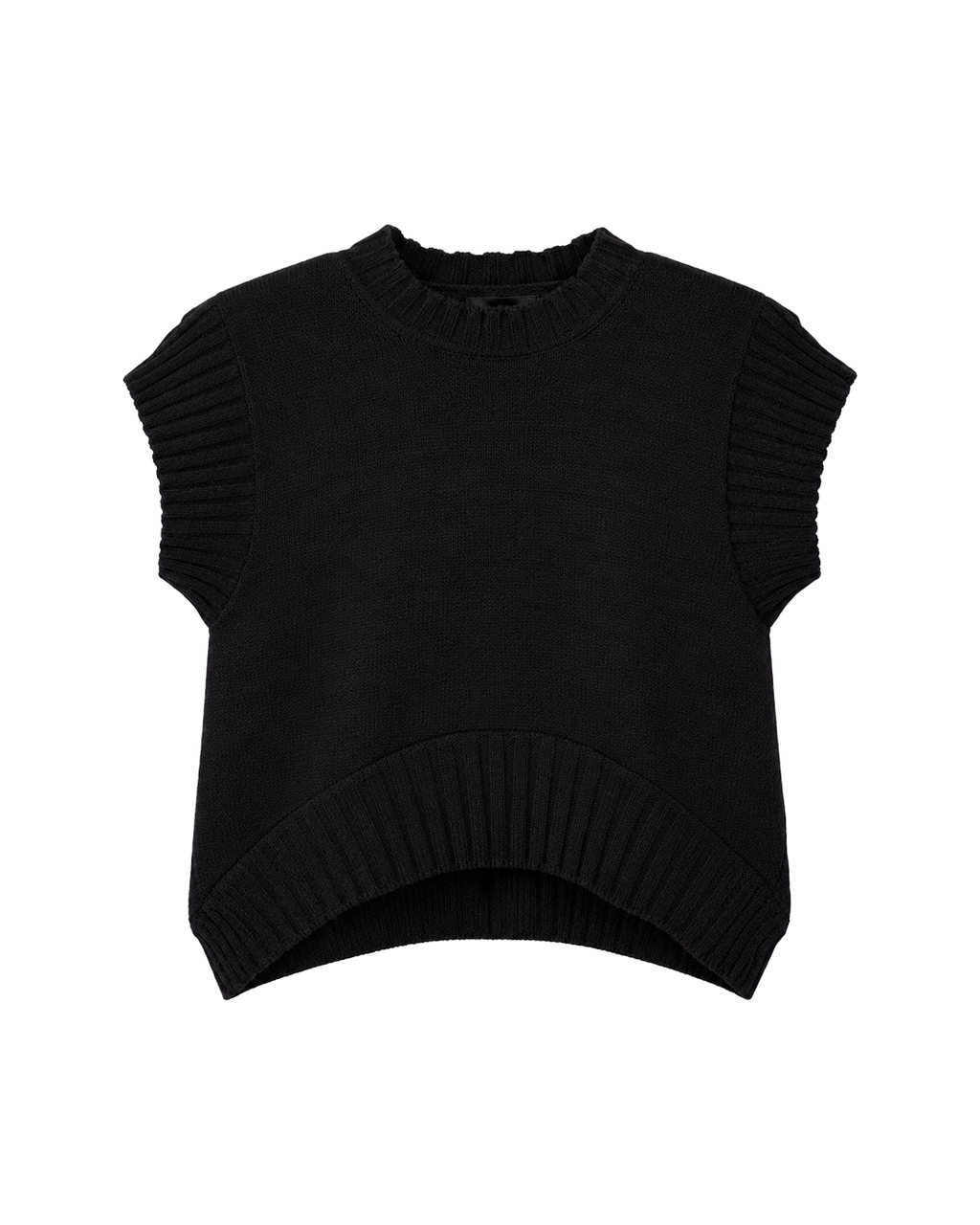 Black Shirt Ribbed Trim Knit