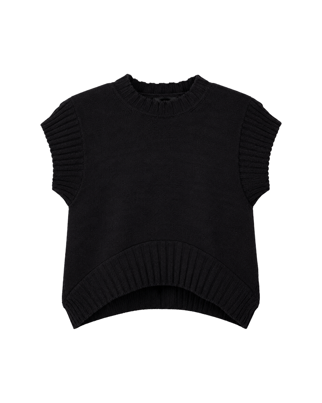 Black Shirt Ribbed Trim Knit