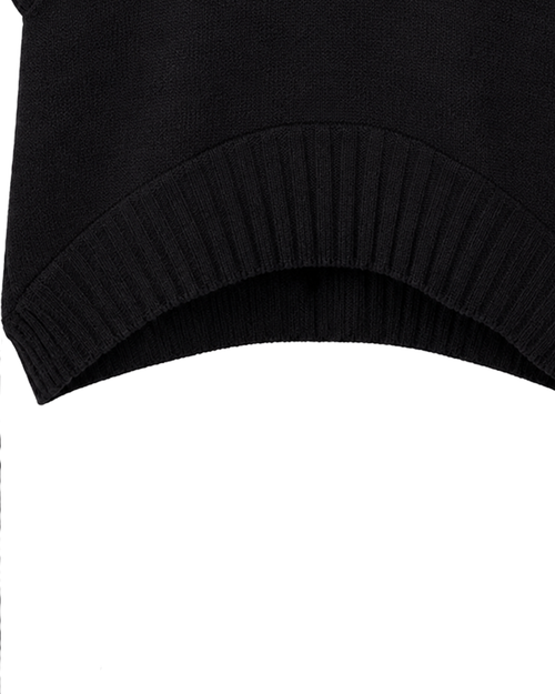 Black Shirt Ribbed Trim Knit