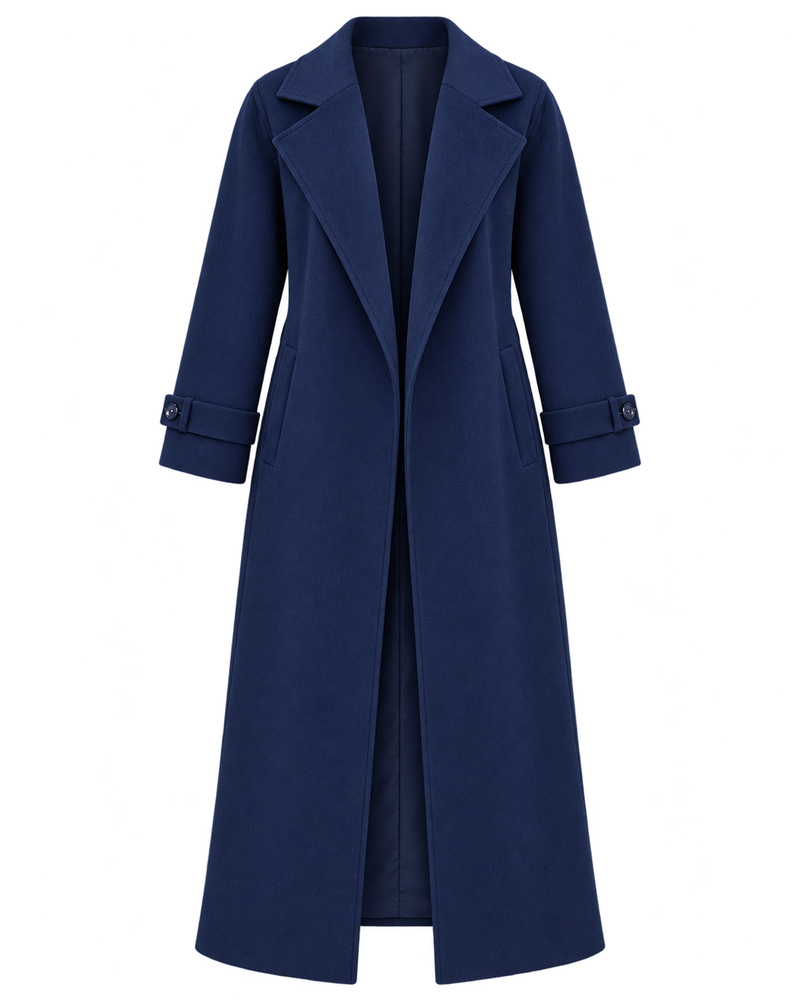 Notched-Lapel Longline Melton Coat