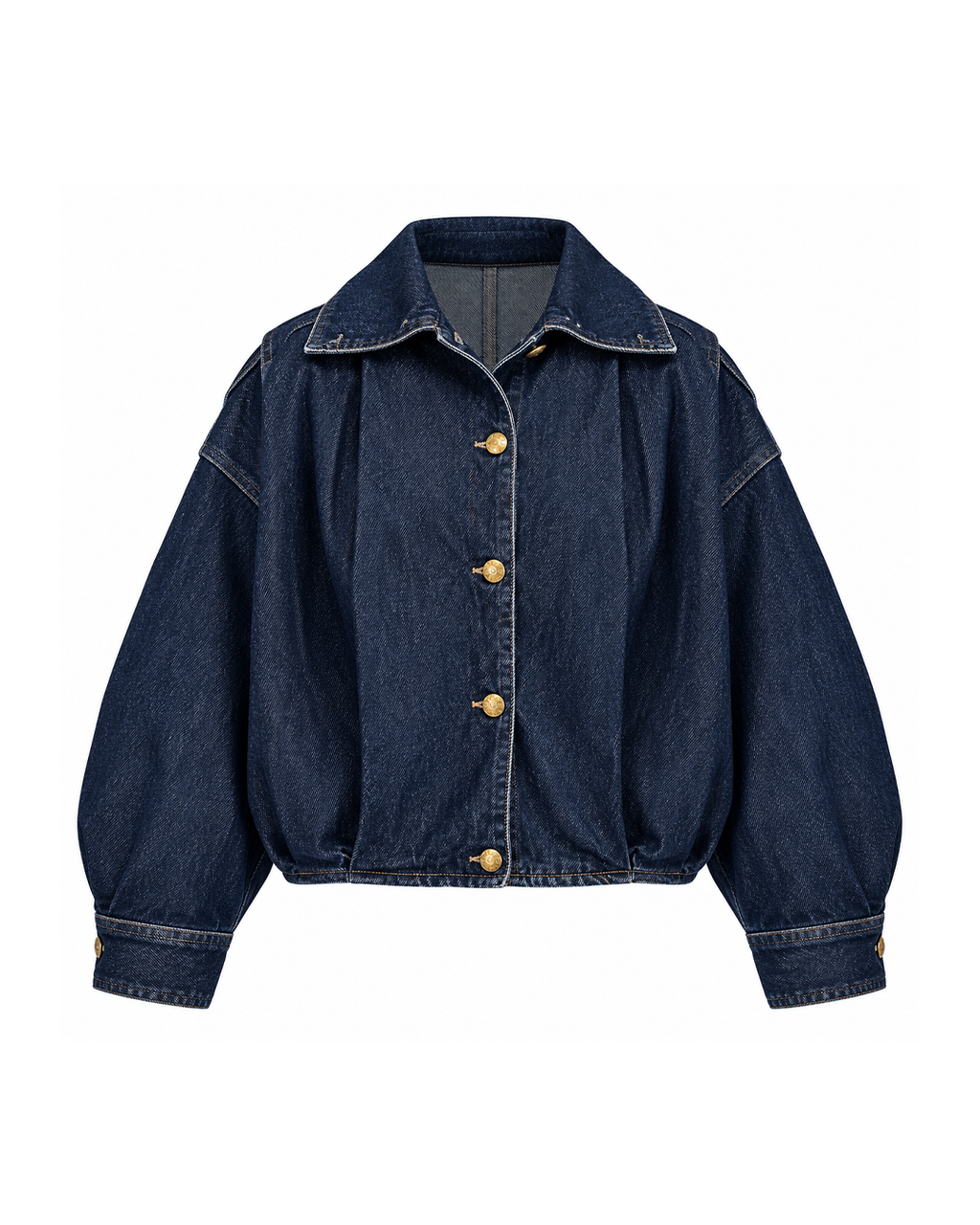 Pleated Denim Jacket