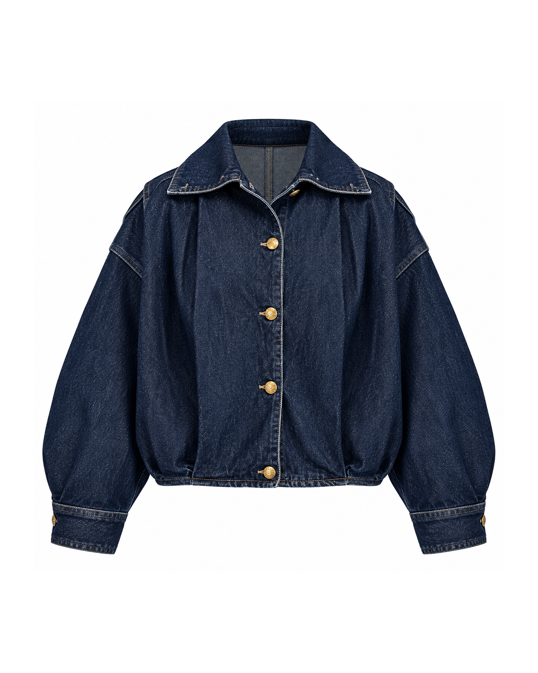 Pleated Denim Jacket