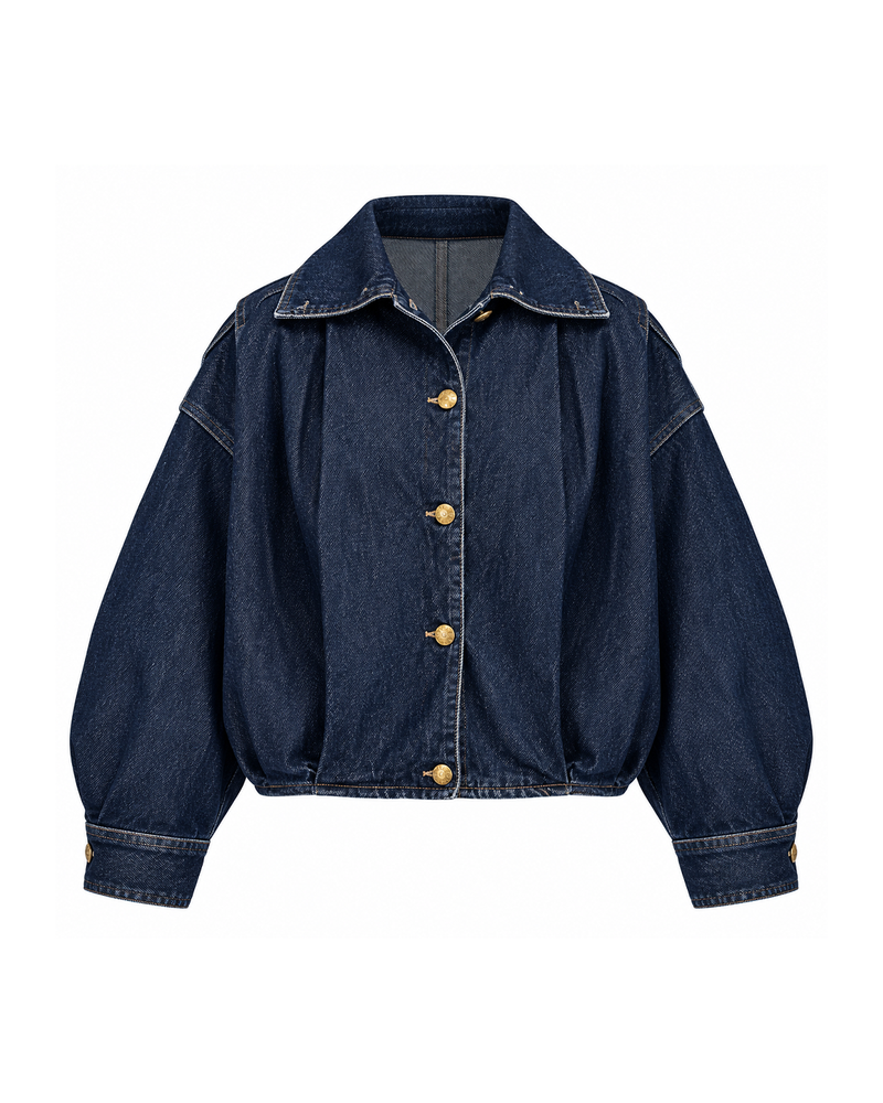 Pleated Denim Jacket
