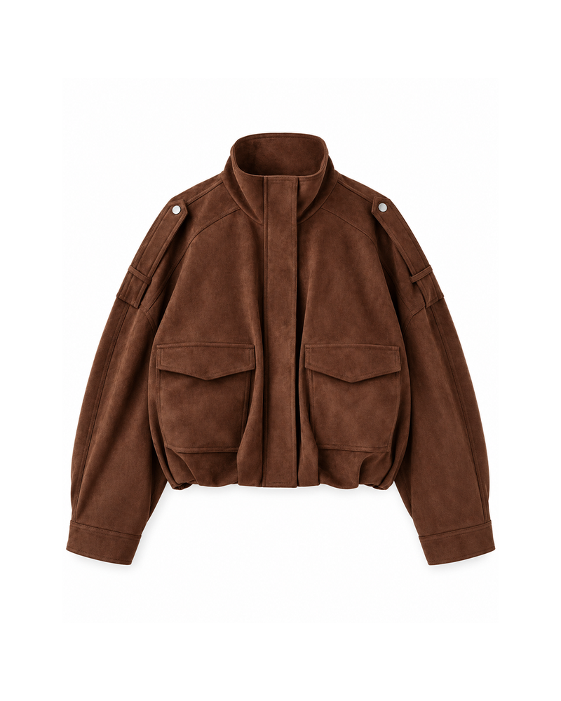 Oversized Suede-Look Utility Jacket
