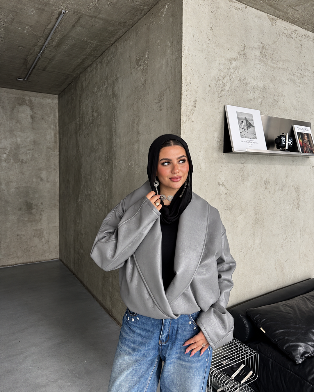 Oversized Shawl-Collar Jacket