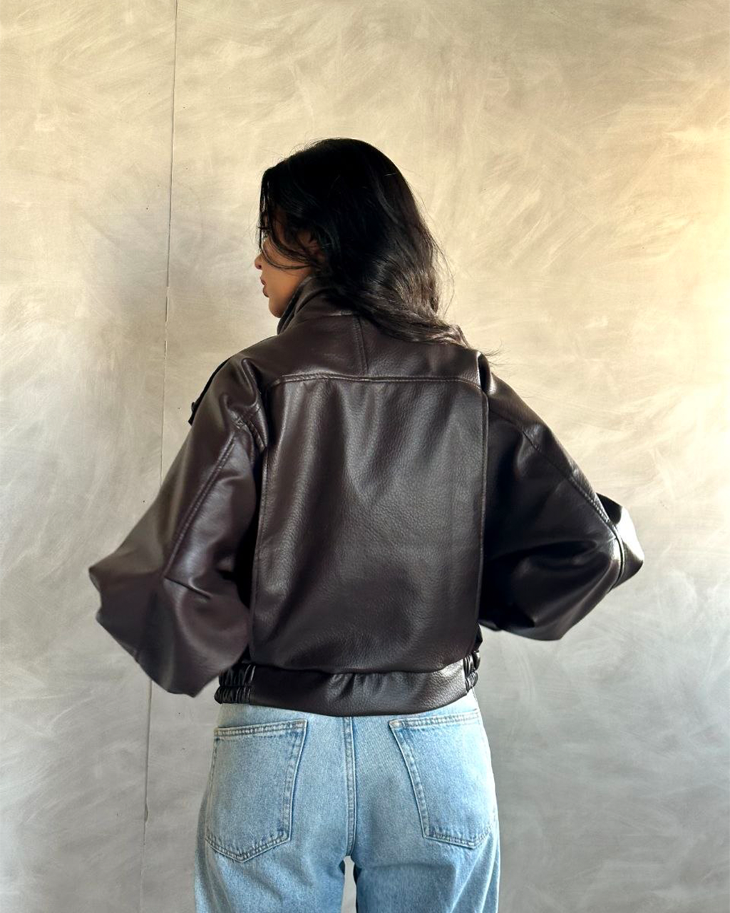 Oversized Belted Biker Jacke