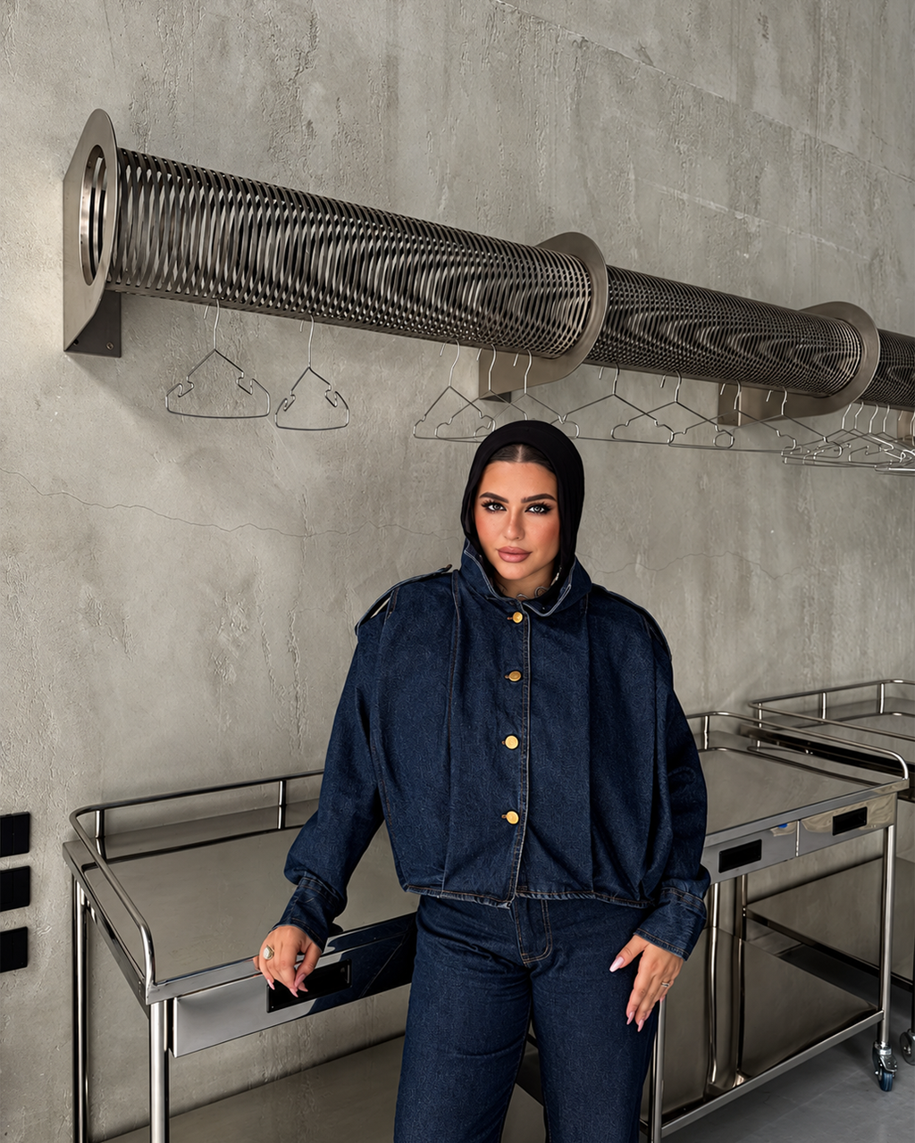 Pleated Denim Jacket