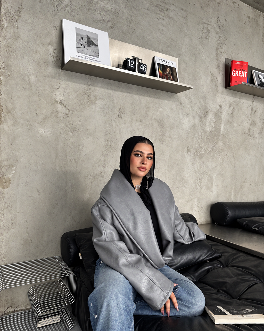Oversized Shawl-Collar Jacket