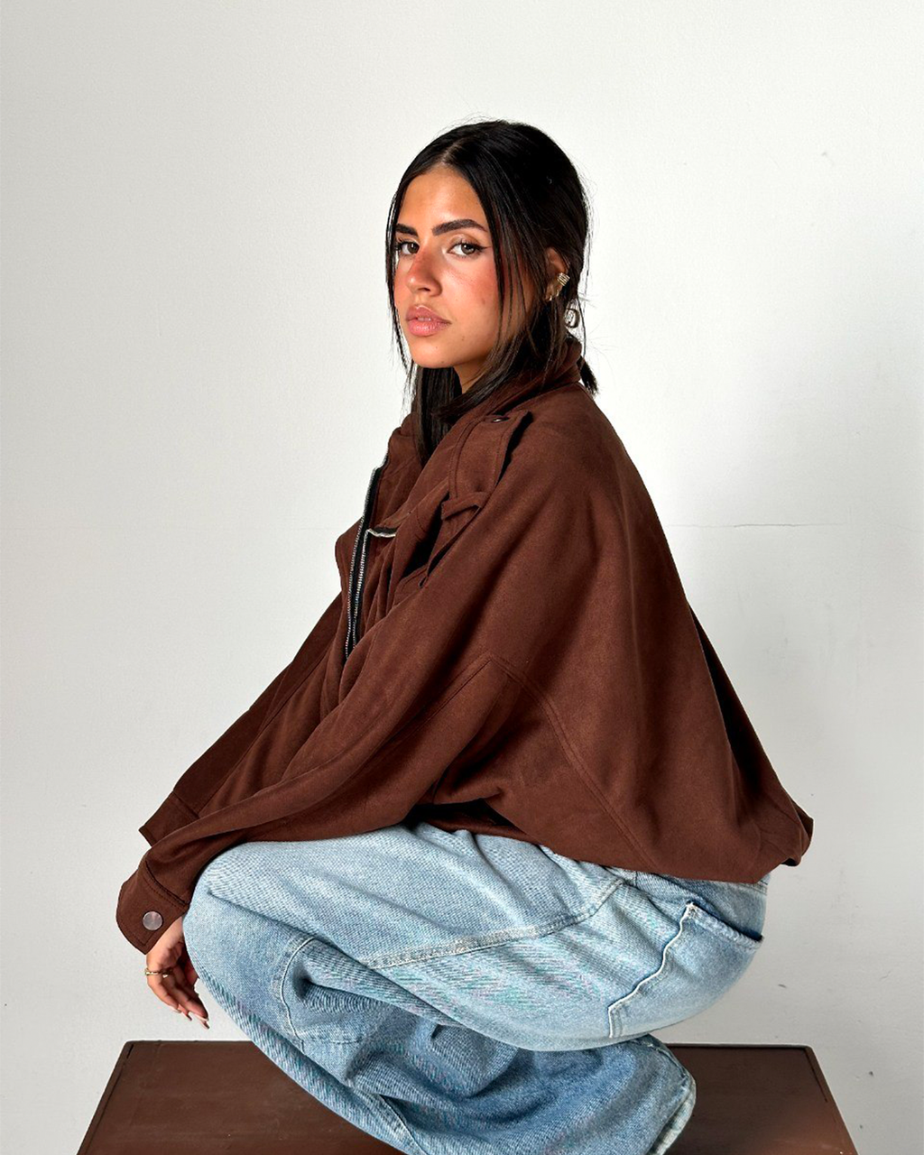 Oversized Suede-Look Utility Jacket