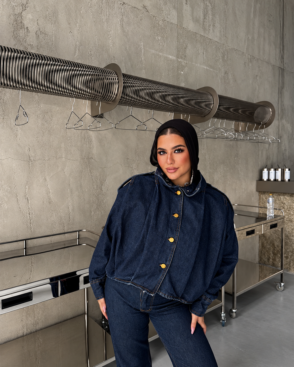 Pleated Denim Jacket