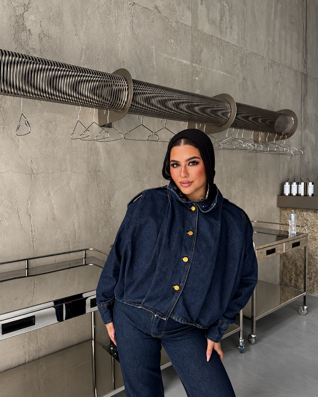 Pleated Denim Jacket