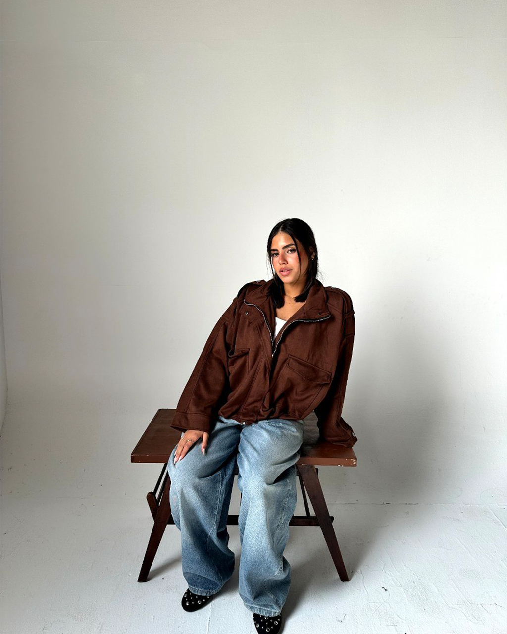 Oversized Suede-Look Utility Jacket