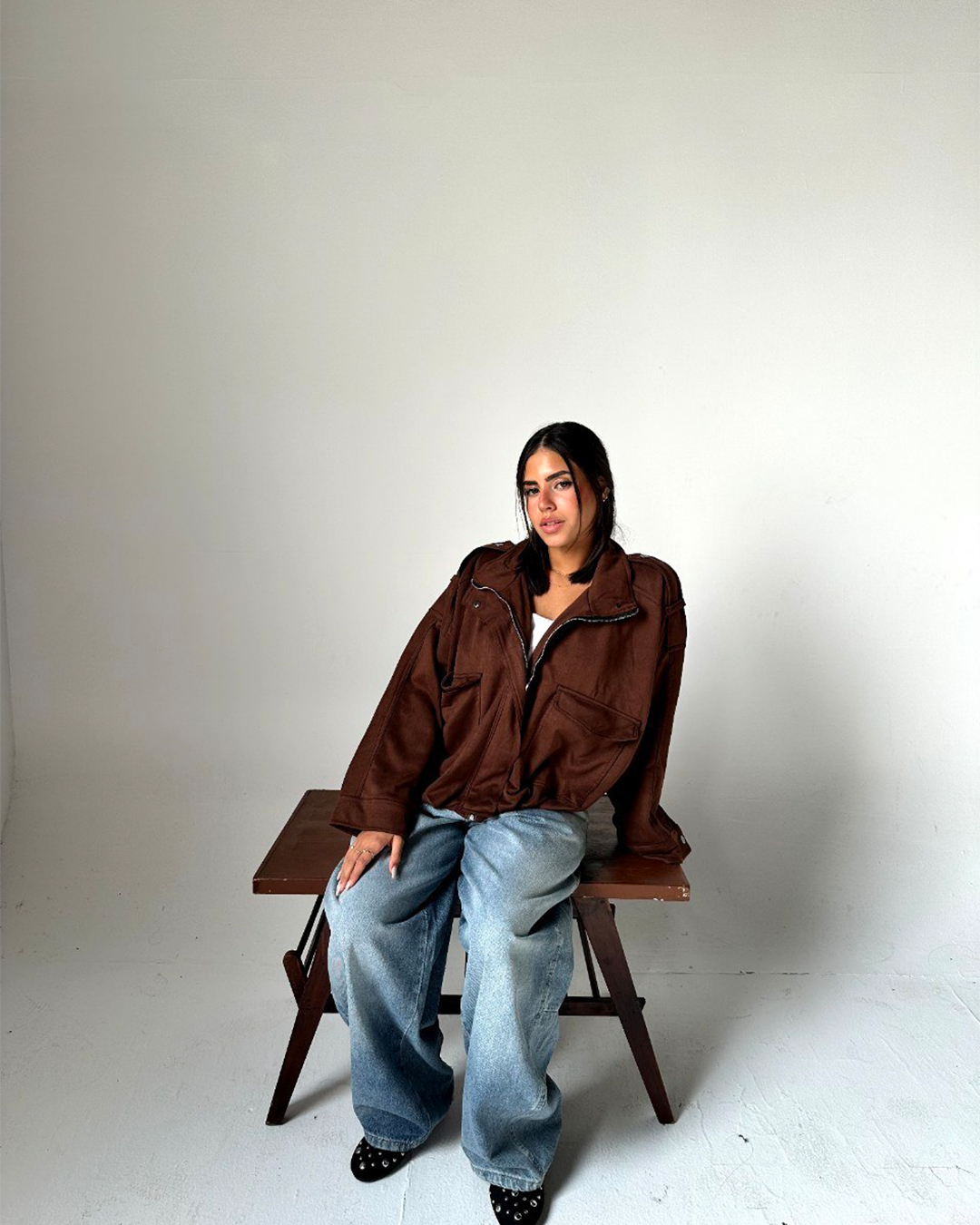 Oversized Suede-Look Utility Jacket