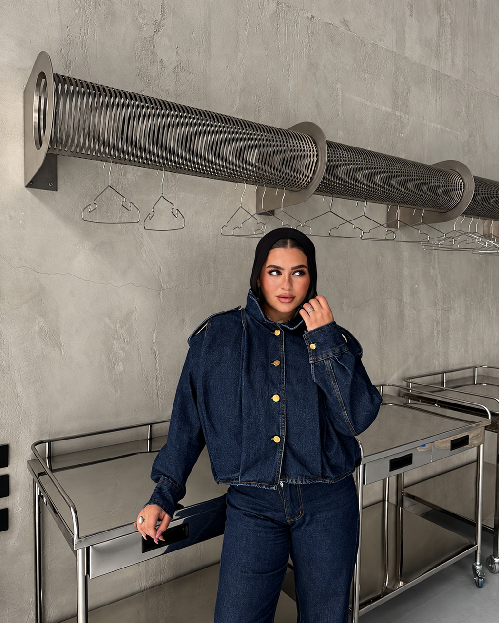Pleated Denim Jacket
