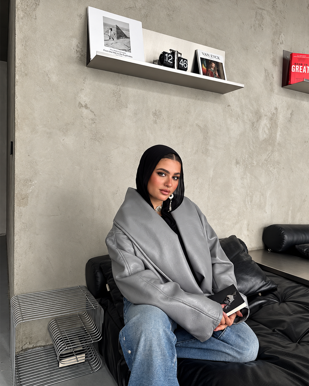 Oversized Shawl-Collar Jacket